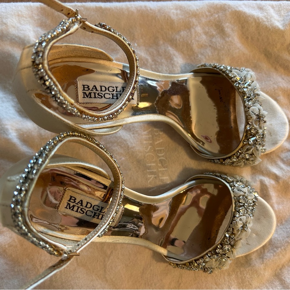 Badgley Mischka Silver Embellished Heels